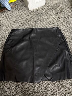 Blank NYC Black Faux Leather Wrap Mini Skirt